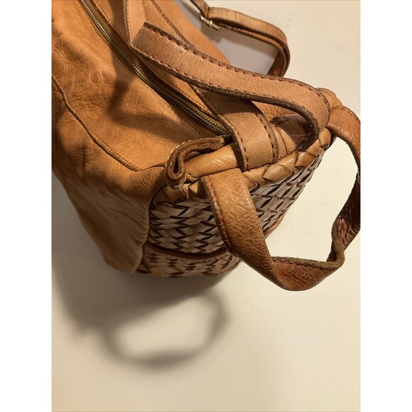 India Camel Color Woven Leather Backpack Bag Fashion Rugged Handmade Rustic main image 6